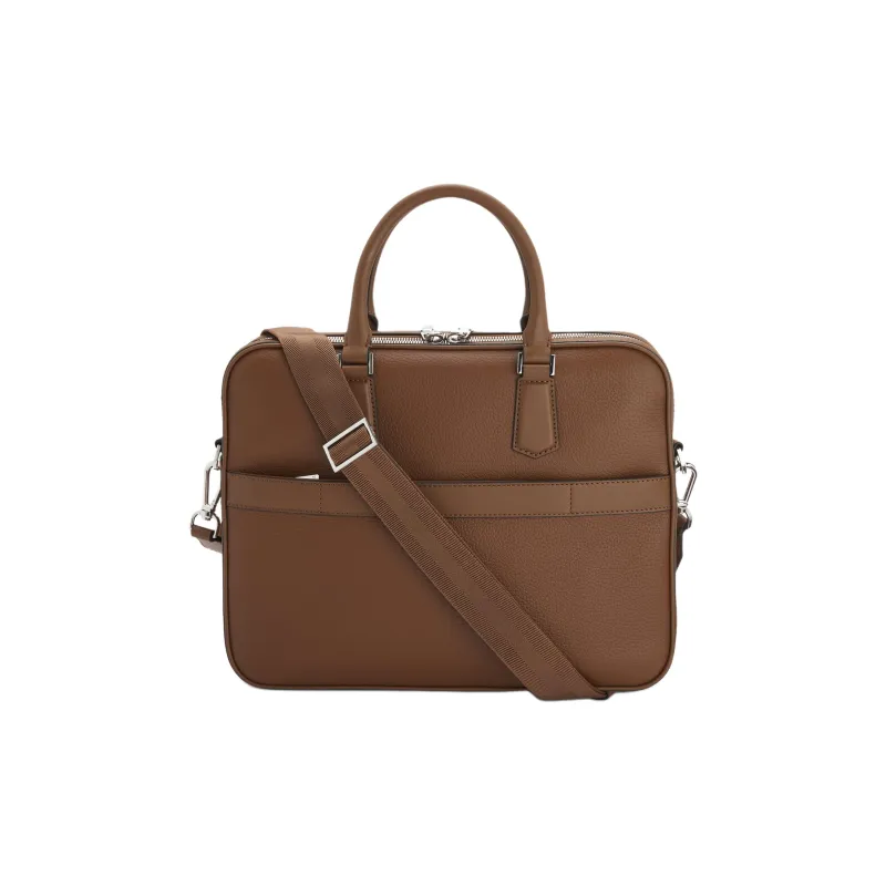 HUGO BOSS Leather One Shoulder Portable Briefcase Men's Brown-2