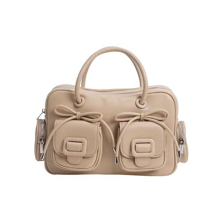 MERIMIES PU Bowling Bag, Shoulder Bag, Handbag Tubas Women's Milk Tea Brown-3