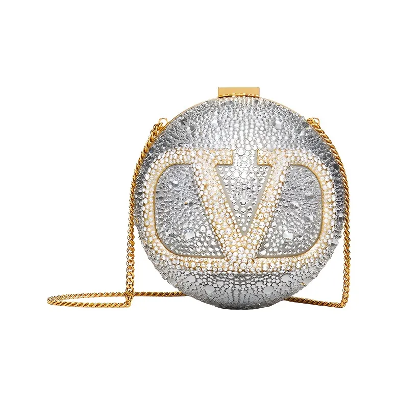 Valentino Faux Crystal Evening Bag, Shoulder Bag, Crossbody Bag Regular Women's Silver-0