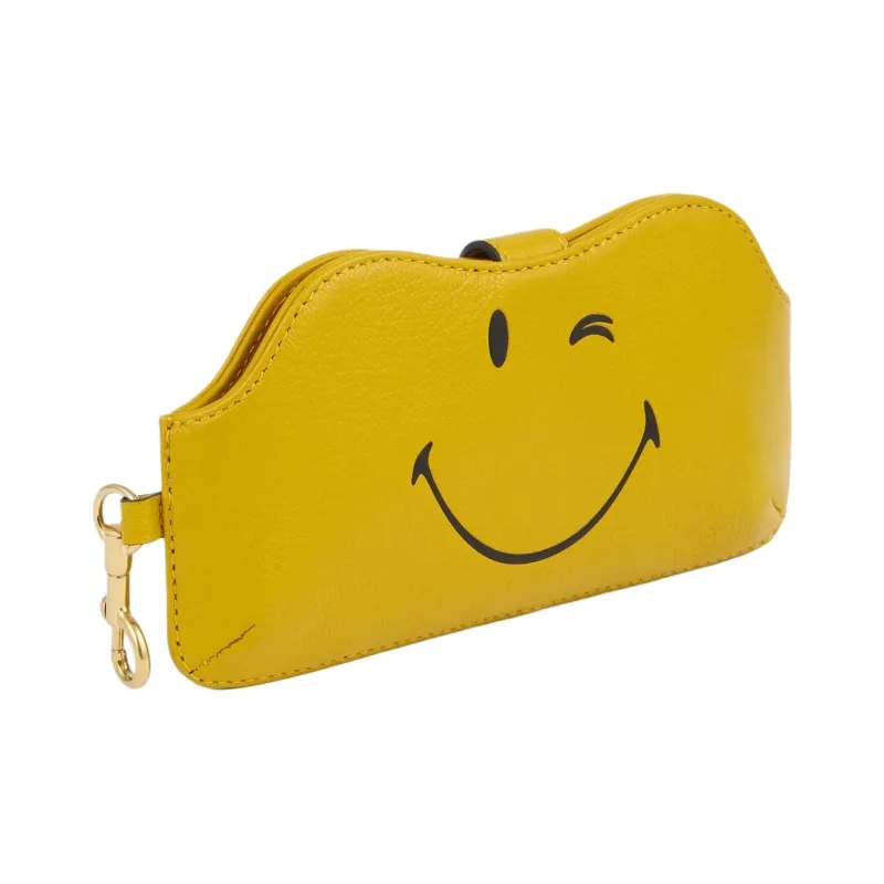 Anya Hindmarch Capra Leather Eyeglass Pouch Women's Yellow-1