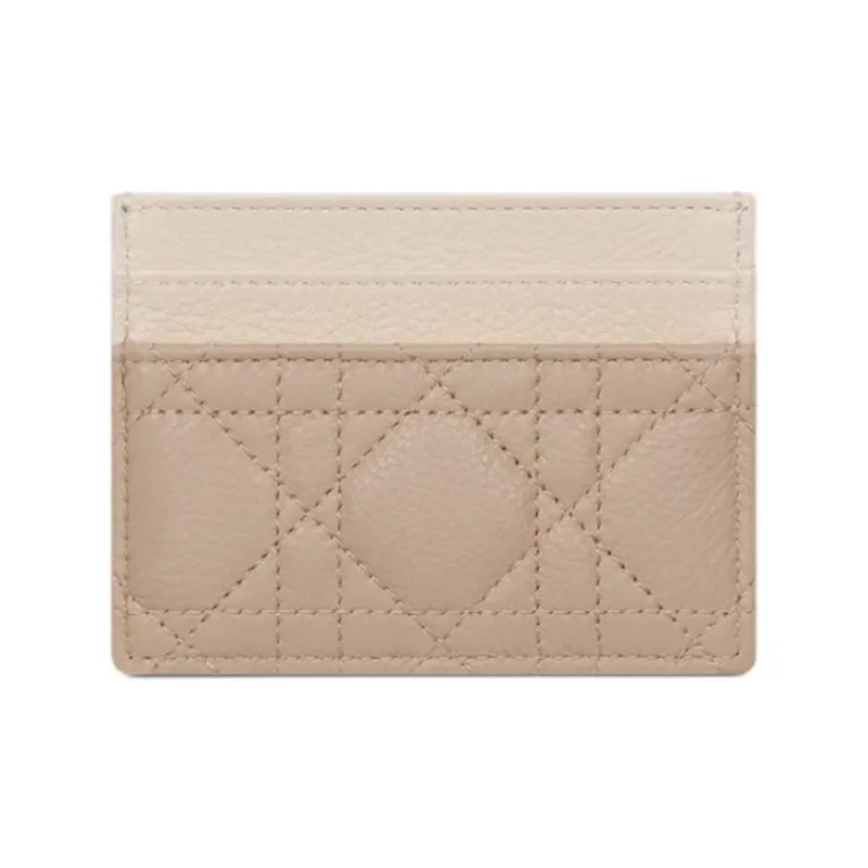 DIOR Caro Cow Leather Card Holder Women's Light Ivory & Pink Beige-1