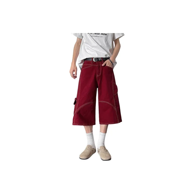 PISYPOX Denim Shorts Unisex Red-0