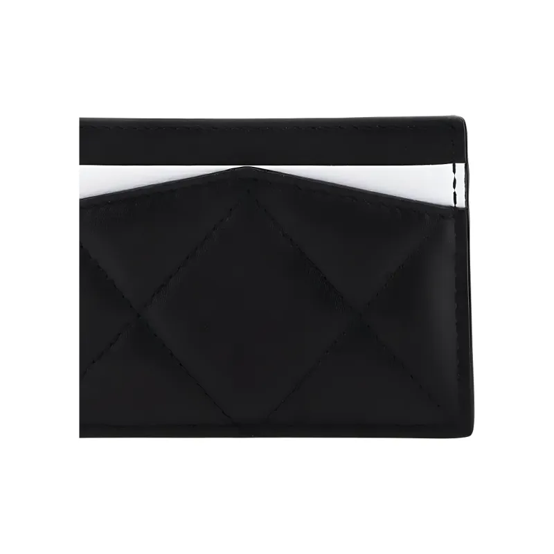 Alexander McQueen Quilted Leather Card Holder Wallet Women's Black-4