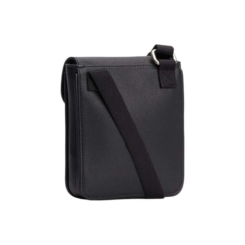 CALVIN KLEIN Embossed Grain Leather Cell Phone Pouch, Crossbody Bag, Shoulder Bag Men's Black-1