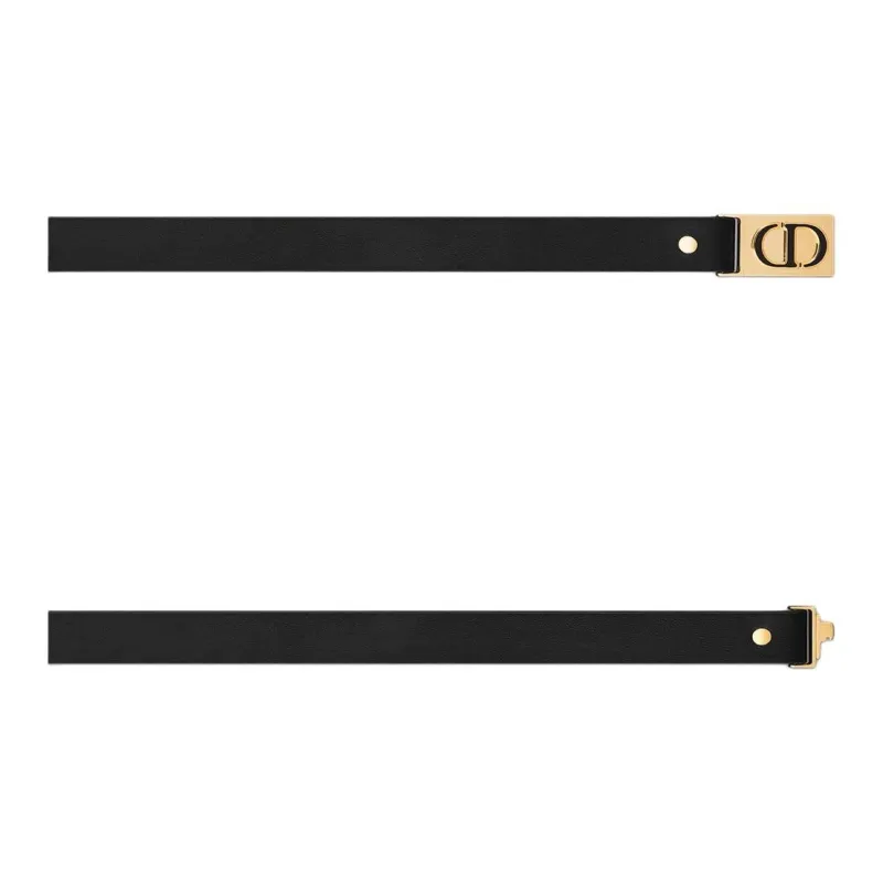 DIOR Calfskin Leather Belts Unisex Black 2 Cm-2