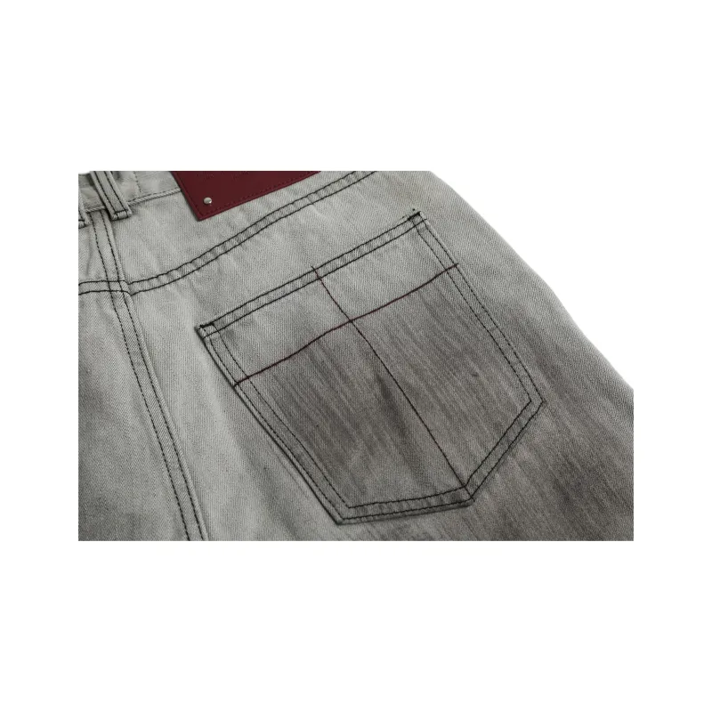 HEIYIXIANSHENG Jeans Unisex Gray-3