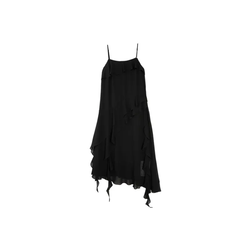 ELLE Slip Dresses Women's Black-0