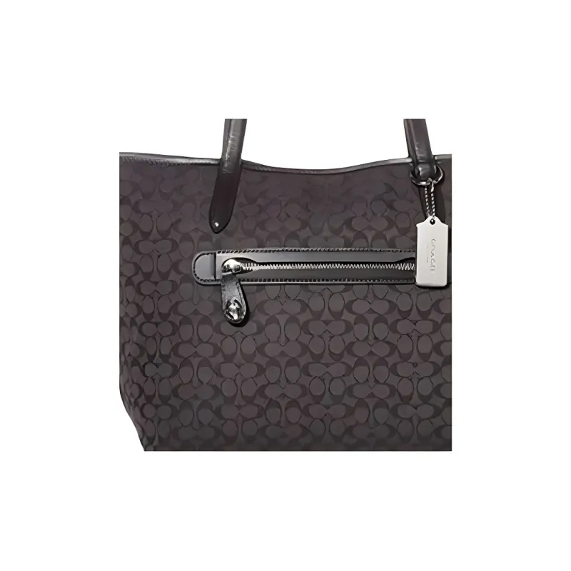 COACH Taylor Iconic Jacquard With Smooth Leather Tote Bag Shopping Bag Handbag Shoulder Bag Women's Black-1