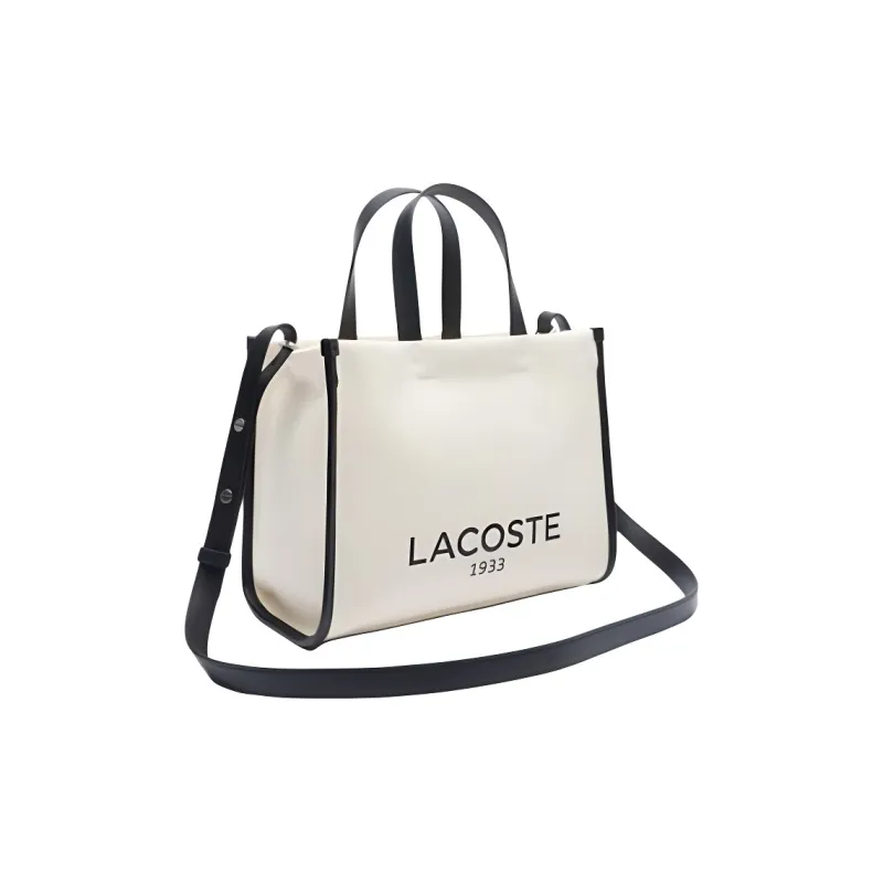 LACOSTE Cotton Shoulder Bag, Crossbody Bag, Handbag Women's Ecru-1