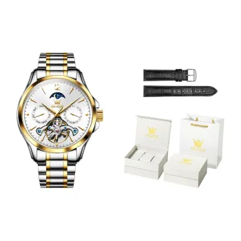 OLEVS Play The Cool Series Automatic Mechanical Movement Stainless Steel Watchband Watch Men's Watches Blue Dial