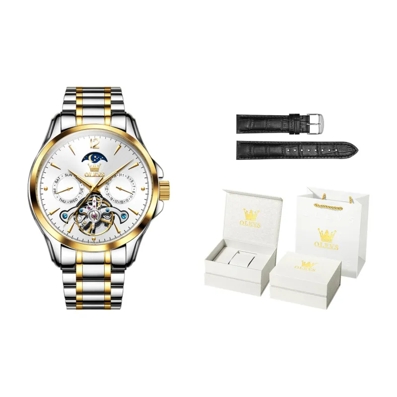 OLEVS Play The Cool Series Automatic Mechanical Movement Stainless Steel Watchband Watch Men's Watches Blue Dial-10