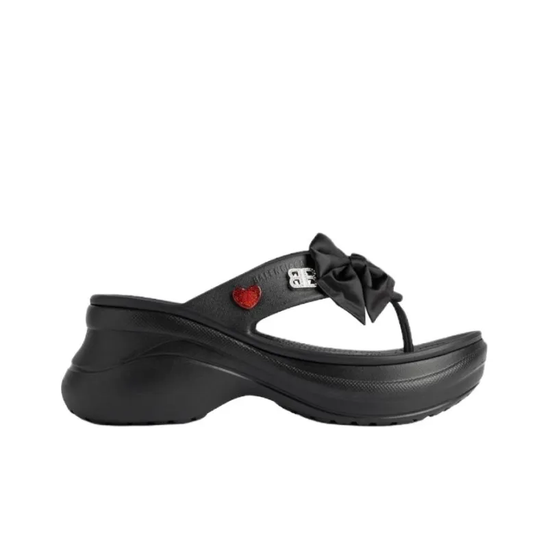 Crocs x Balenciaga Abrasion Resistant Flip Flops 5cm Women's Black-1