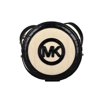 MICHAEL KORS Aidy Fabric With Leather Round Cake Bag Crossbody Bags Regular Women's Black White