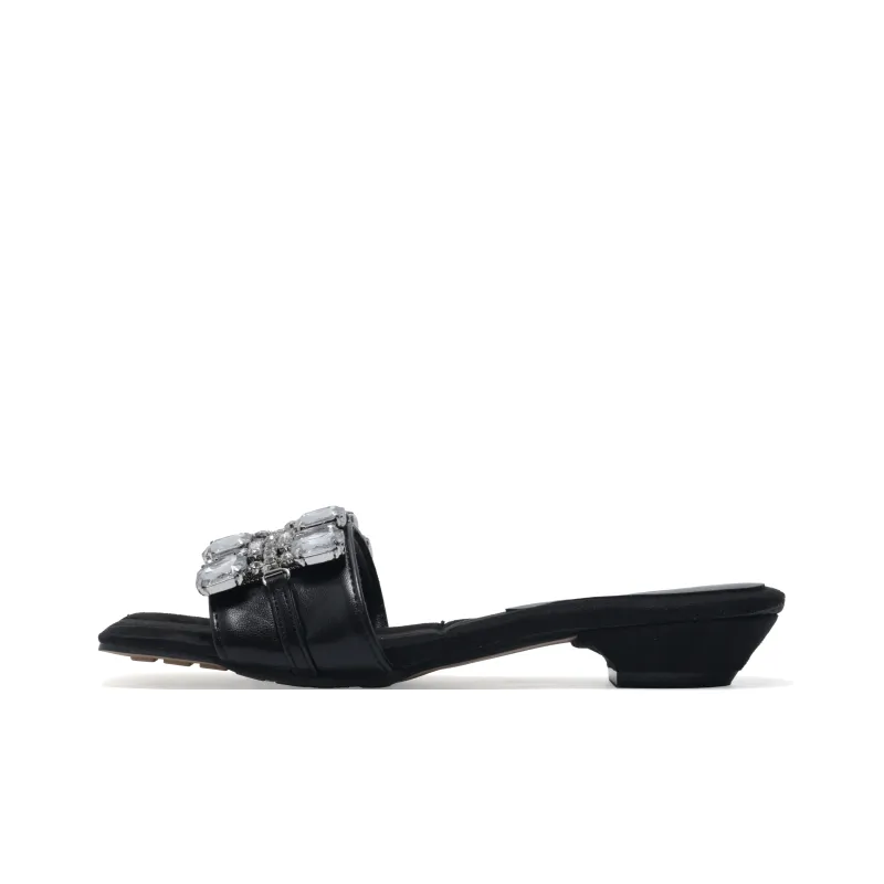 Be Good Rubber Metal Rhinestone Abrasion Resistant Slide Slippers Women's-0