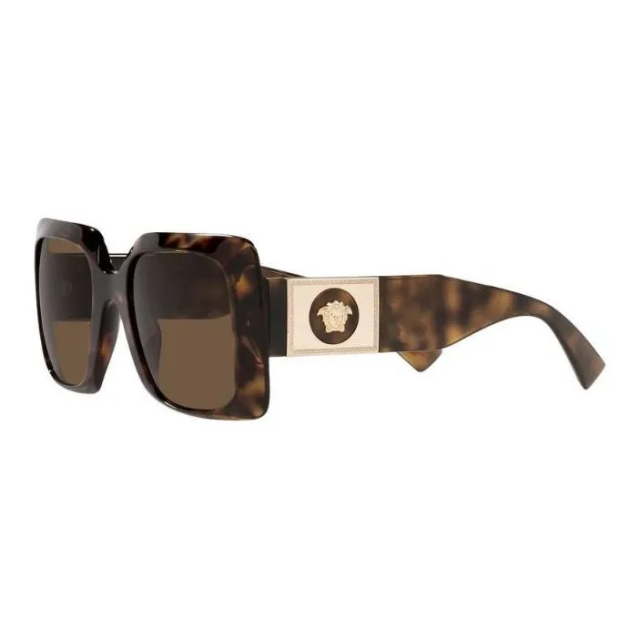 VERSACE Plastic Rectangular Sunglasses Women's Havana-2