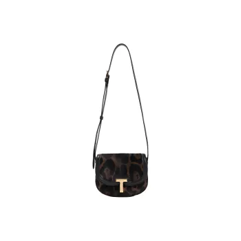 TF Calfskin Crossbody Bag, Shoulder Bag Mini Women's Black & Brown
