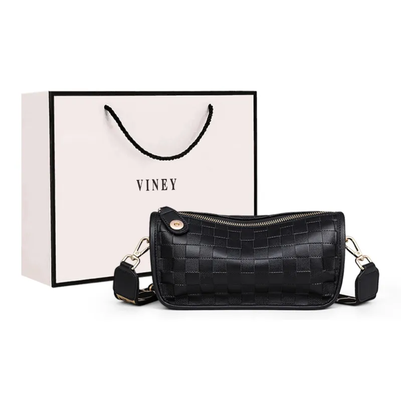 VINEY Synthetic Leather Shoulder Bag, Crossbody Bag Regular Women's Black-0