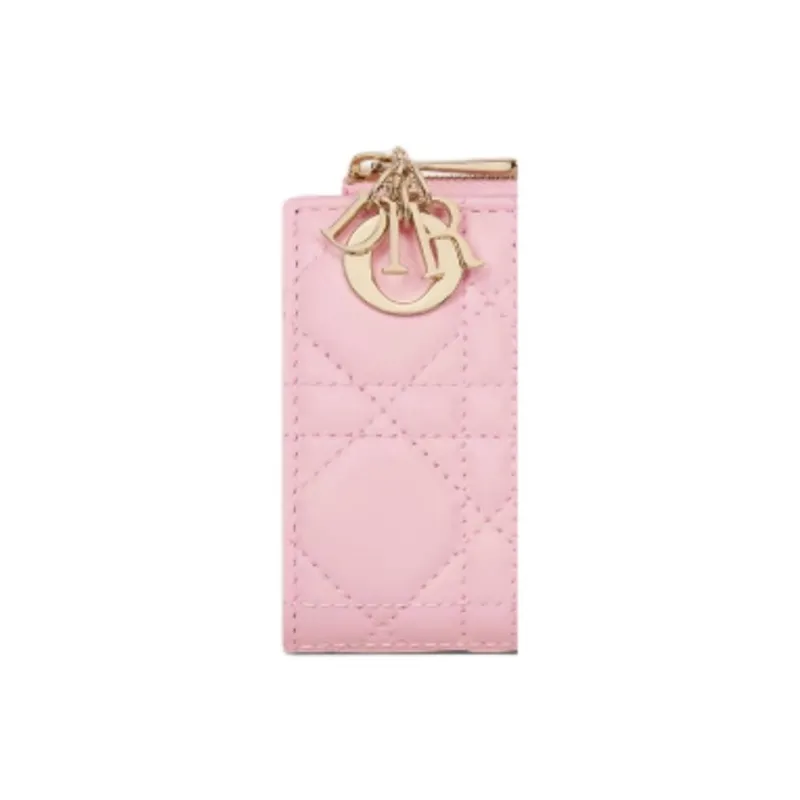 DIOR Lady Dior Sheepskin Wallet Women's Pink-4