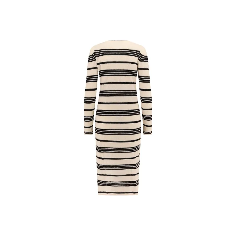 Moncler Long Sleeved Dress Women's Ecru-1