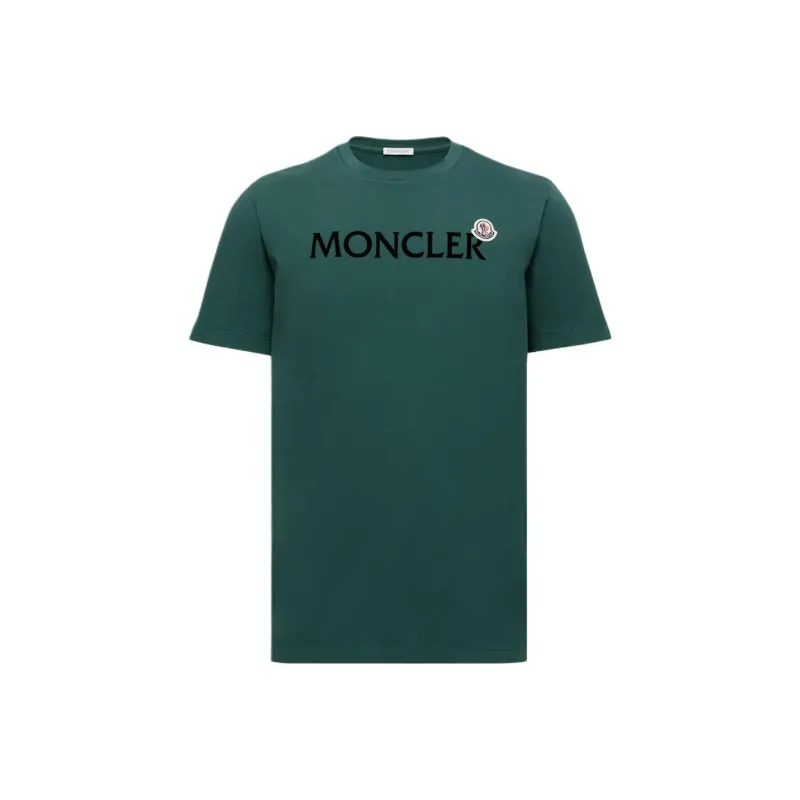 Moncler FW25 Flocked Logo Cotton T Shirt T Shirt Men's Leaf Green-0