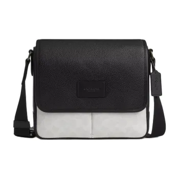 COACH Sprint Coated Canvas Shoulder Bag, Crossbody Bag Mini Men's Chalk & Black