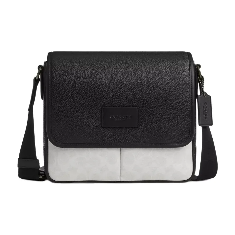 COACH Sprint Coated Canvas Shoulder Bag, Crossbody Bag Mini Men's Chalk & Black-0