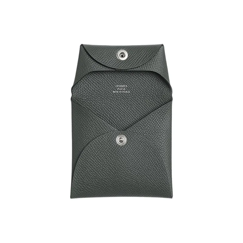 HERMES Bastia Epsom Calfskin Coin Purse Women's Dark Green-1