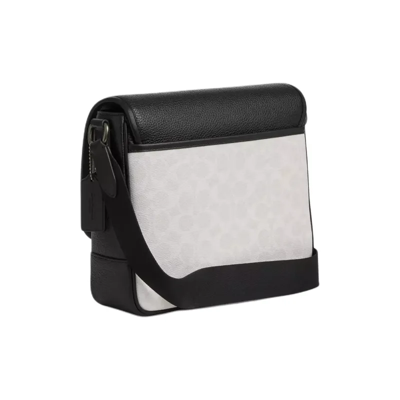 COACH Sprint Coated Canvas Shoulder Bag, Crossbody Bag Mini Men's Chalk & Black-1