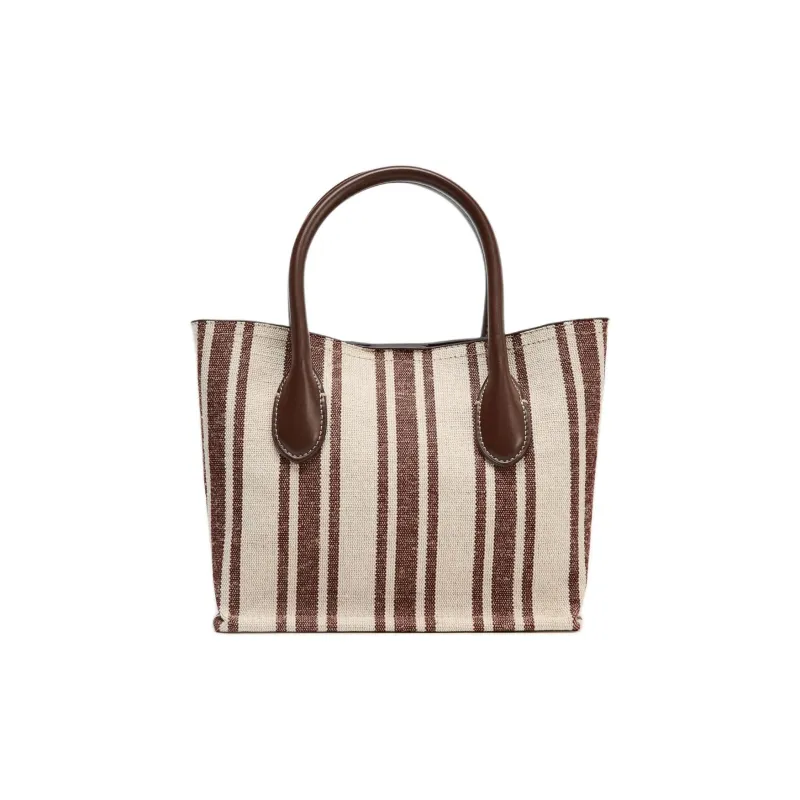 ZARA Jute Tote Bag, Shopping Bag, Shoulder Bag, Crossbody Bag, Handbag Medium Size Women's Brown-0