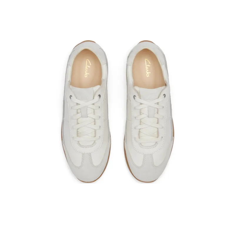 Clarks Low Top Casual Shoes Women's White-2