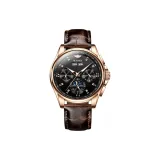 Rose Case Black Dial Brown Leather
