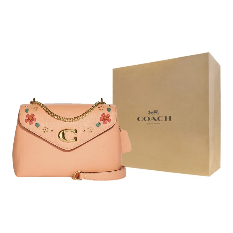 COACH Tammie Pebbled Leather With Nappa Leather Shoulder Bag Crossbody Bag Large Size Women's Nude Pink-5