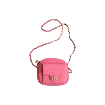 CHANEL Grain Embossed Litchi Grain Cow Leather Camera Bag, Shoulder Bag, Crossbody Bag Women's Peach Pink