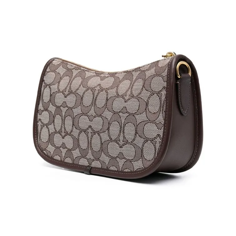 COACH Swinger Fabric With Calfskin Shoulder Bag Crossbody Bag Handbag Women's Brown-2