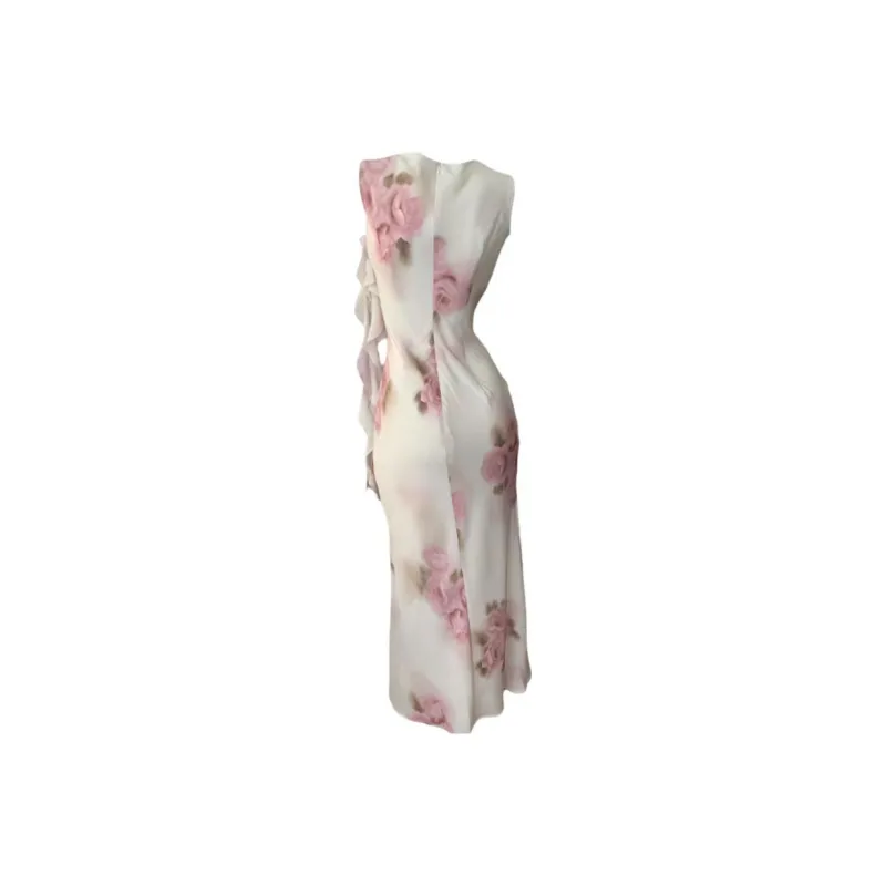 TSKIU Sleeveless Dresses Women's White-1
