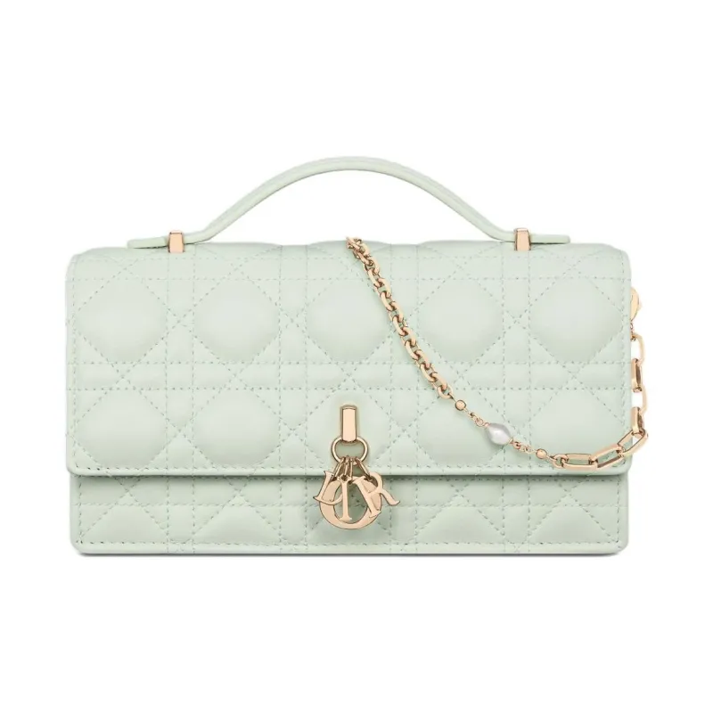 DIOR My Dior Sheepskin Shoulder Bag, Crossbody Bag, Handbag Mini Women's Light Green-0