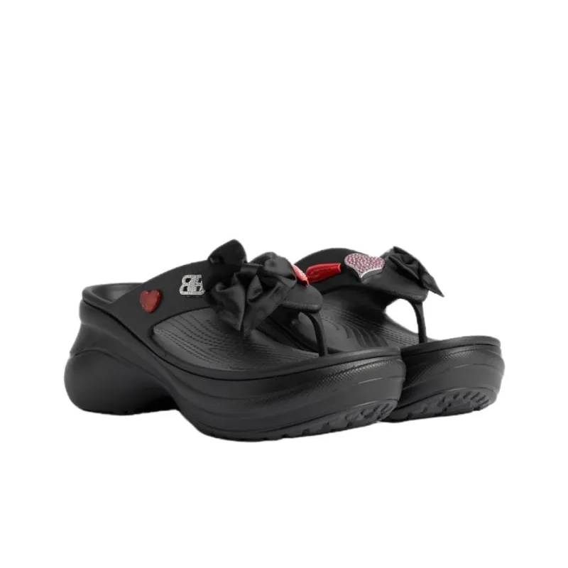 Crocs x Balenciaga Abrasion Resistant Flip Flops 5cm Women's Black-2