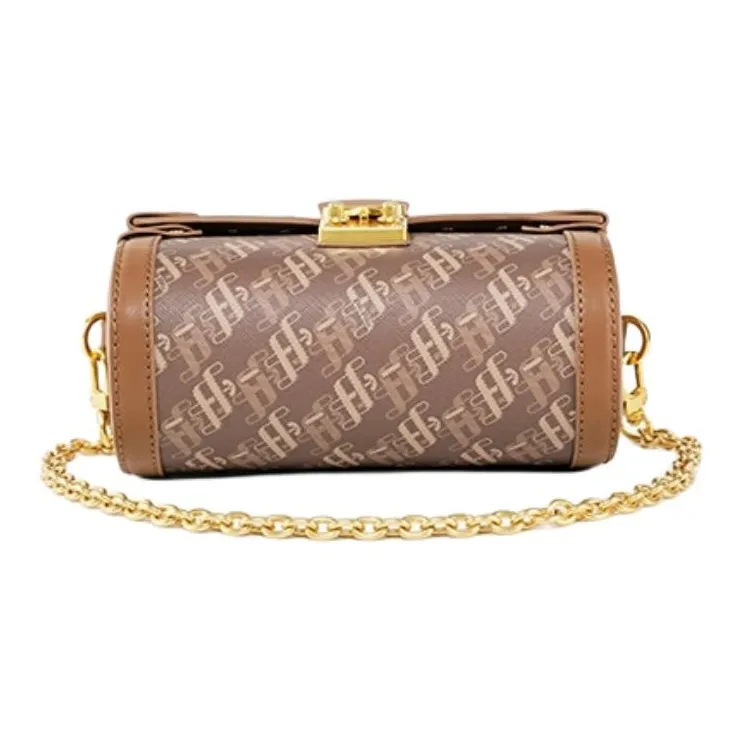 Folli Follie PU Babylon Cylinder Bag, Crossbody Bag, Shoulder Bag Medium Size Women's Latte/Milk Coffee-3