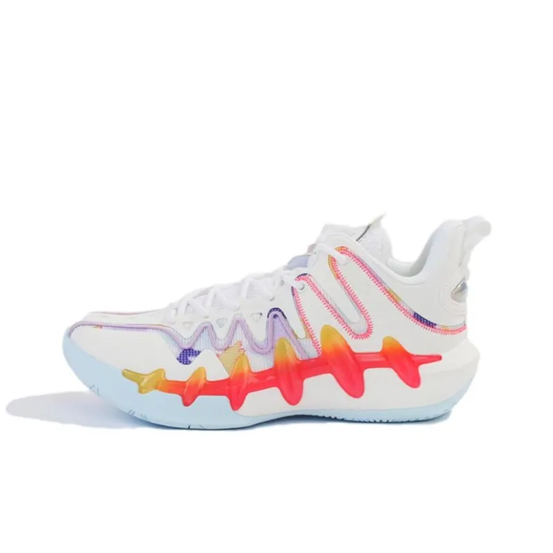 XTEP Cushioning Slip Resistant Coverage Low Top Basketball Shoes Men's White Orange-0