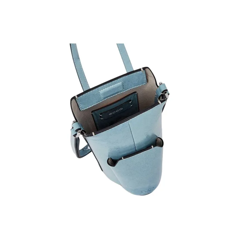Ecco Cow Leather Crossbody Bag, Shoulder Bag Mini Unisex Light Blue-2