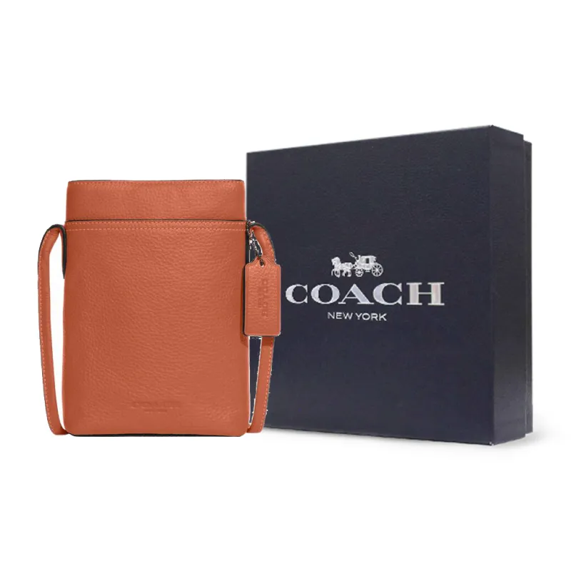 COACH Leather Shoulder Bag, Crossbody Bag Mini Men's Brown-6
