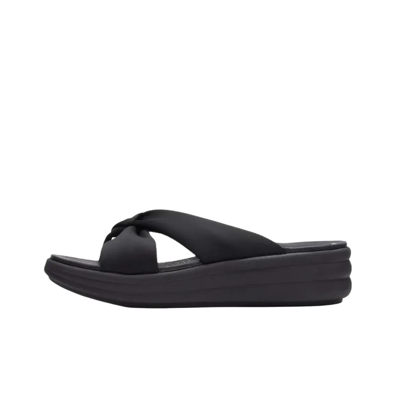 Clarks Rubber Sole Abrasion Resistant Flip Flops Women's Black-0