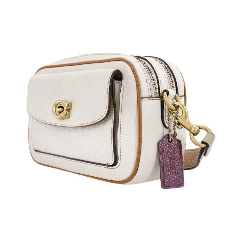 COACH Willow Leather Camera Bag, Shoulder Bag, Crossbody Bag Small Size Women's White-1