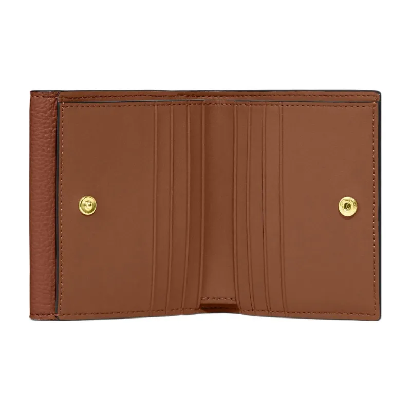 COACH Canvas With Leather Card Holder Wallet Small Size Women's Khaki And Brown-2