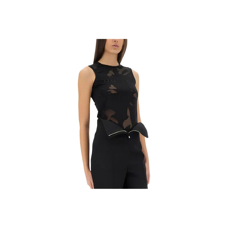 Alexander McQueen Logo Detailed Mesh Tank Top-2