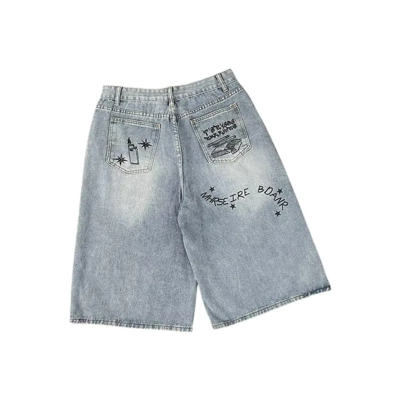 T IRA Denim Shorts Unisex Graffiti Blue-3