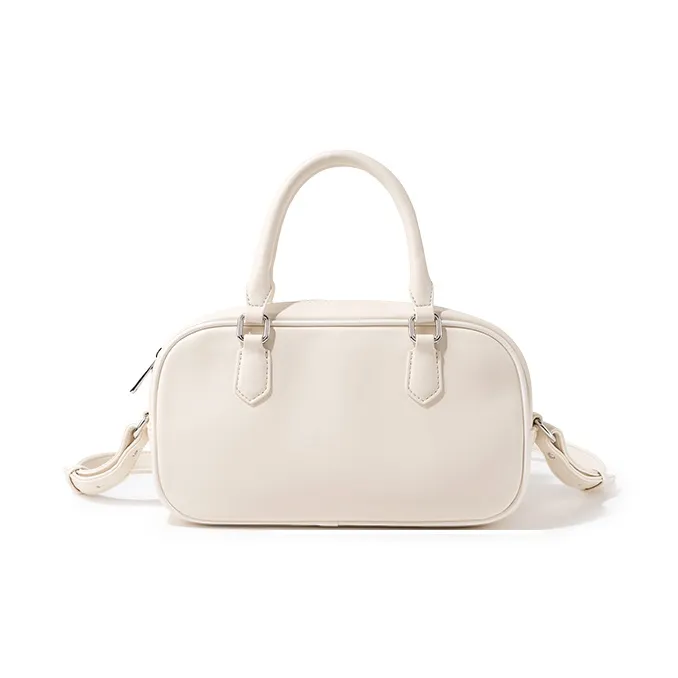 Teenie Weenie PU Bowling Bag, Crossbody, One Shoulder, Handbag Women's Cream Yellow/Cherry Blossom Pink-13