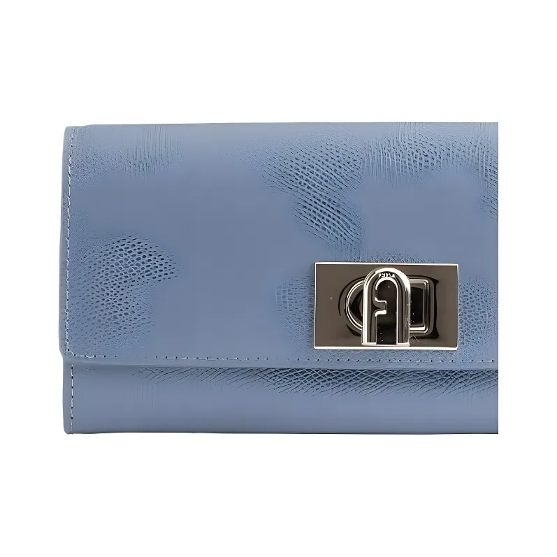 Furla 1927 Collection Grain Leather Wallet Women's Blue-4