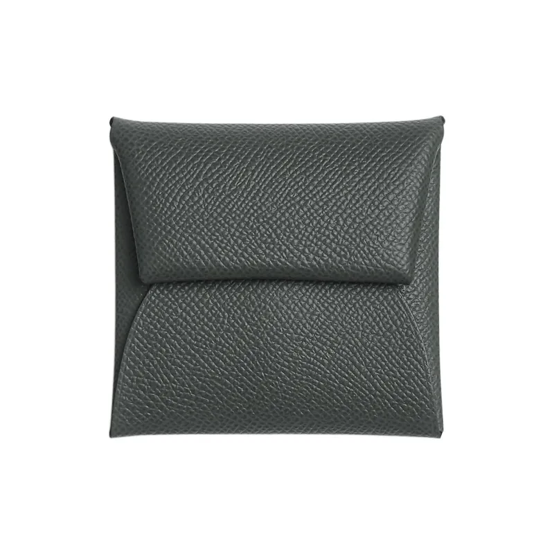 HERMES Bastia Epsom Calfskin Coin Purse Women's Dark Green-0