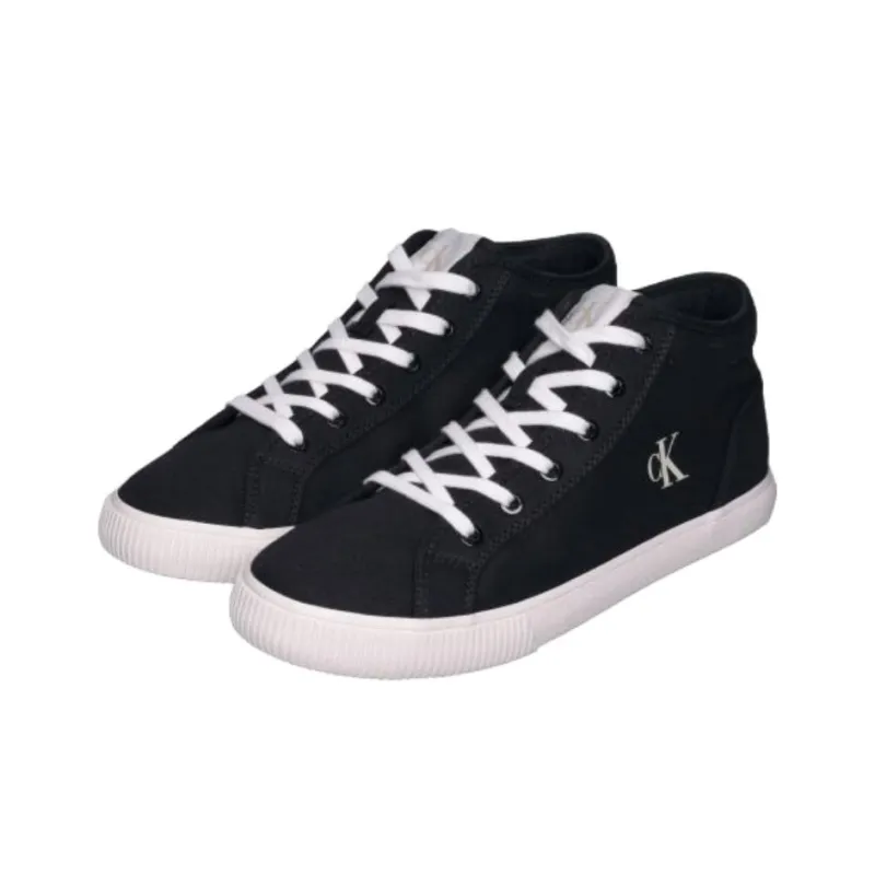 CKJ CALVIN KLEIN JEANS Mid Top Canvas Shoes Men's Black-2